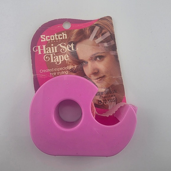 Vintage Scotch Hair Set Tape Pink Dispenser 1/2" x 350" Styling Tool N - Picture 1 of 4